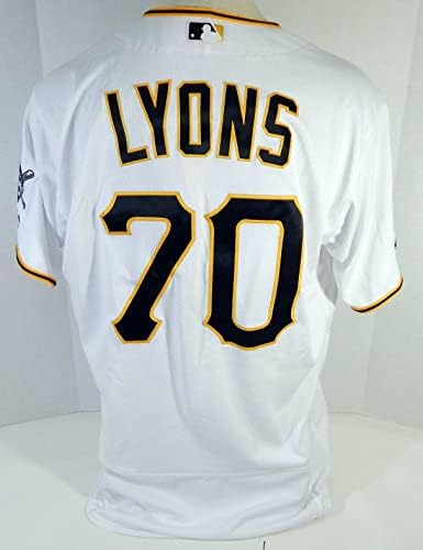 2019 Pittsburgh Pirates Tyler Lyons 70 Igra Polovni bijeli dres 150 Patch 48 92 - Igra Polovni MLB dresovi