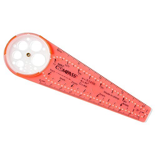 Hand2Mind Safe-T Compass, 10 in. Narančasti kompas, Kompas za geometrija, alat za crtanje kompasa, Disgraphia Alati za djecu, Alat za crtanje, kompatifikat, pribor za kompas,