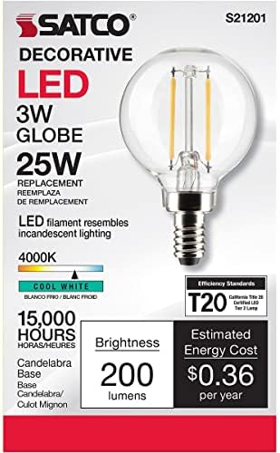 Satco 3-Watt LED E12 sijalica, 4000k, 15000 sat, zatamnjiva