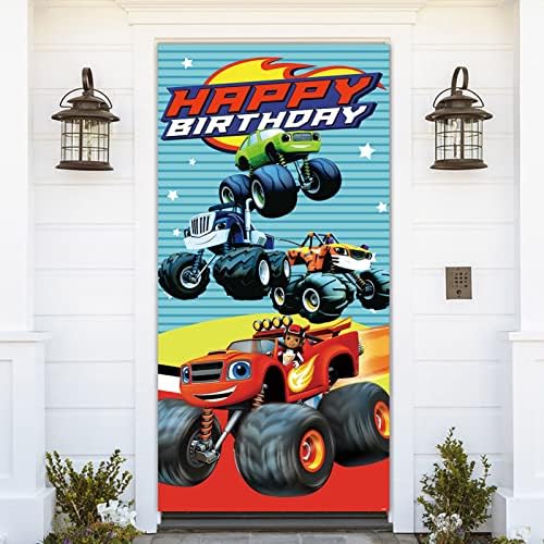 Tema Monster Mašina Happy Birthday Banner za vrata 72, 8x35, 4U Blaze i Monster Machines pozadina sezone za djecu Sretan rođendan