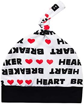 3pcs Baby Boys Girls Moja prva valentinova odjeća postavljena dugim rukavima za prekidač srca sa šeširom