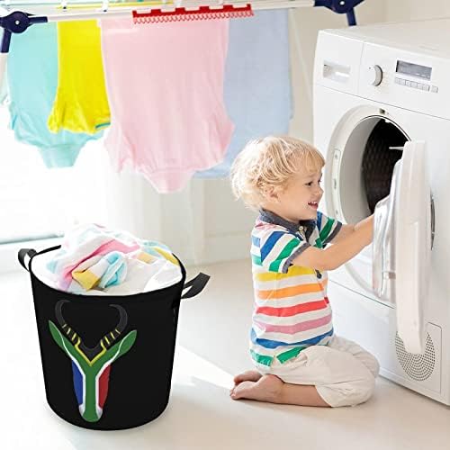 Južnoafrička Zastava Sprinbok korpa za veš korpa torba za veš torba za odlaganje kante za pranje sklopiva visoka sa ručkama