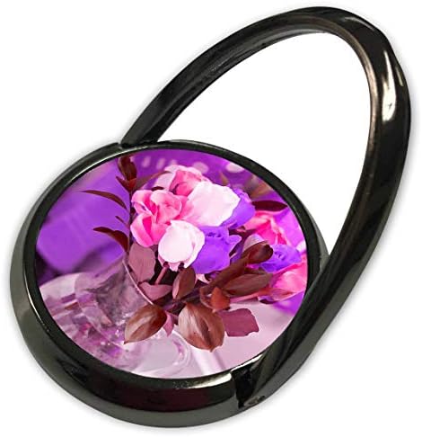 3Droza JOS FauxtograpE-ruže - ljubičasta s ružičastom i smeđe ruže u bacaču sa odgovarajućim umjetnošću - telefonski prsten