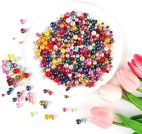 DIYASY 750 kom okrugle plastične biserne perle u boji mješovite veličine zanatske perle sa rupama  & nbsp;Za narukvice i izradu nakita