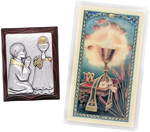 Prvi poklon za poklon zajednice Svetih zajednica | 2.5 Ručno izrezbareno drvo i metalna ploča prvog komunikacijskog i molitvene kartice