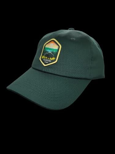 PNW Wonderland Odjeća Yellowstone šešir sa tkanim patchom Nacionalnog parka Unisex zelena jedna veličina