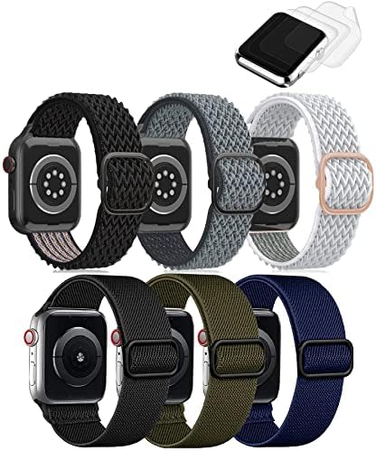 6 Pakovanje - rastezljivi kaiš Kompatibilan sa Apple Watch Bands 44mm 42mm, G.P Podesivi rastezljivi sportski elastics tkani najlonski