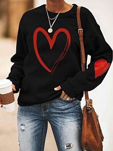 Dukserica za Valentinovo, žene, žene Raglan rukavi okrugli vrat duks ljubavi 3D uzorak pulover s dugim rukavima