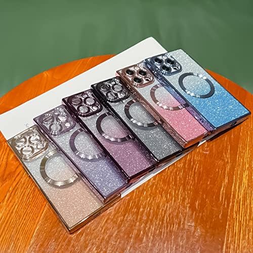 Sobln za kvadrat iphone 14 pro max Case Glitter magnetni rad sa magsafeom full fotoaparat zaštita leća luksuznih slatkih bležilica