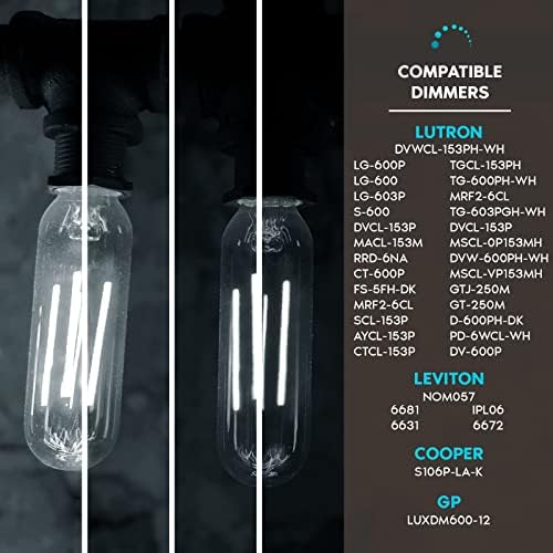 LUXRITE Vintage T9 LED cijevi sijalice 60W ekvivalentno, 5000k svijetlo bijele, 550 lumena, Edison cjevaste sijalice sa mogućnošću zatamnjivanja 5W, prozirno staklo, LED žarulja sa žarnom niti, ul lista, E26 standardna baza