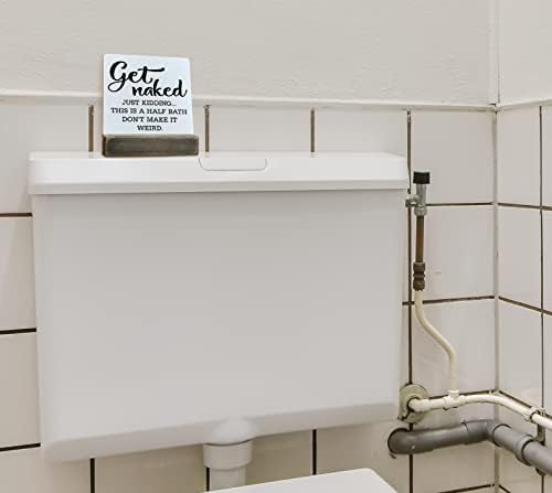 Pola kupaonice Drveni znak, nabavite goli poluotrni znak, ploča sa drvenim postoljem, kupatilo drvo Nagib plake, smiješan dekor kupaonice,