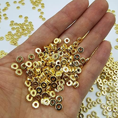 Amaney 500kom 6mm Zlatni ravni okrugli odstojnici perle disk labavi nakit Izrada perli za DIY narukvicu Ogrlica Naušnice zanatske