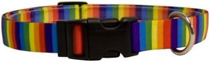 Žuti dizajn pasa Rainbow Stripes ovratnik za pse, teacup-3/8 širok i uklapa se na vrat veličine 4 do 9