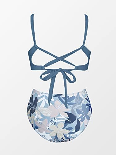 CUPSHE bikini Set za žene dvodijelni kupaći kostimi visokog struka izrezani ukršteni kravati za leđa donji dio