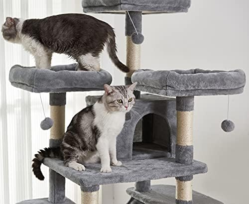 Mačje Drvo, 67 inča toranj za mačke na više nivoa, drvo za penjanje za mačke sa stubovima za grebanje prekrivenim sisalom, podstavljena