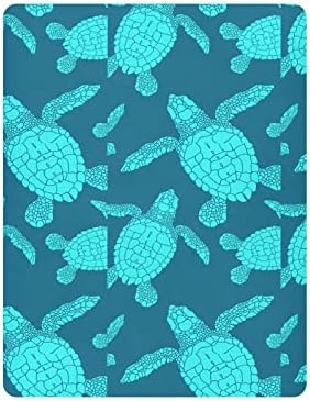 Opremljeni listovi krevetića, slatka morska kornjača kornjača plava dječji list za dječake djevojke, pričvršćen oblicni posteljini