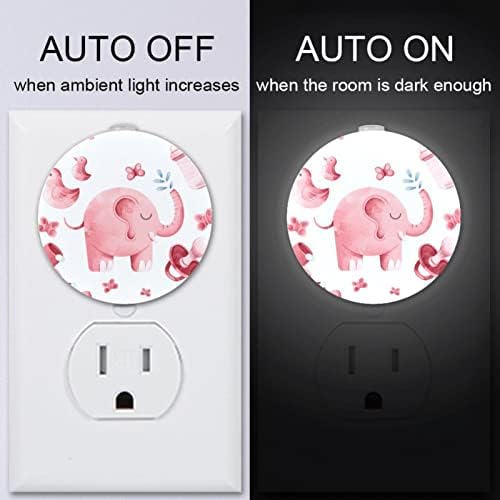 2 paketa Plug-in Nightlight LED Night Light Pink Elephant Baby tuš sa senzorom od sumraka do zore za dečiju sobu, dečiju sobu, kuhinju,