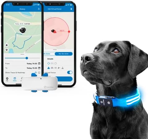 Tractive GPS PET TRACKER SA LED svjetlom UP ovratnikom za pse - vodootporna, GPS lokacija i pametni nosač aktivnosti, neograničen