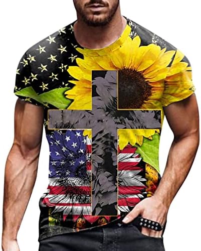 XXBR muške majice za neovisnost kratkih rukava, 4. srpnja Američka zastava tiskana Tee Crewneck Casual majica Sport Topsstreet Style