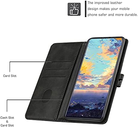 MEMAXELUS Flip Case za Nokia G60 5G, Nokia G60 5G novčanik slučaj sa magnetnim postolje držač kreditne kartice Slot Retro prugasti dizajn Cover Premium Koža zaštitni slučaj za Nokia G60 5G Black HX