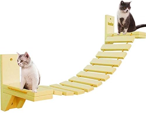 LA PET® zidni most sa mačom sa 2 fiksne zagrade Wood Cat Perch mod Cat Lounge Hammock Cat Condo Kitty Aktivnost Namještaj Mačka Climber