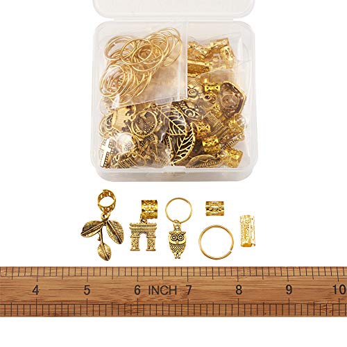 CraftDady 110pcs nakit za kosu privjesce metalni zlatni zavojnica manžetna dreda za kosu kopče za kosu sa listom zvijezde leptir srčani