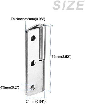Metallixity lift s šarke, 304 nehrđajući čelik desni klizanje zgloba male šarke za male zastave - za vrata ormara, srebrni ton