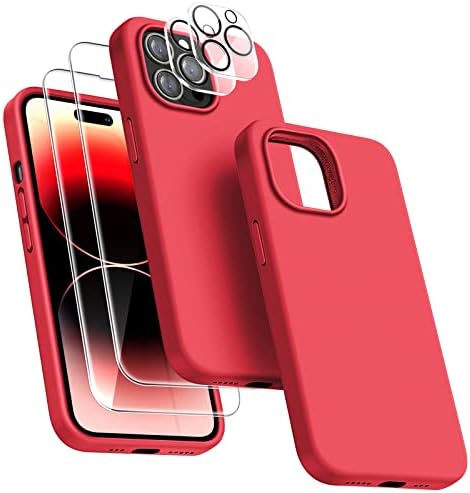 Dssairo [5 u 1 za iPhone 14 Pro Max Case 6.7, sa zaštitom ekrana od 2 pakovanja + zaštitom sočiva kamere od 2 pakovanja, tečnom silikonom