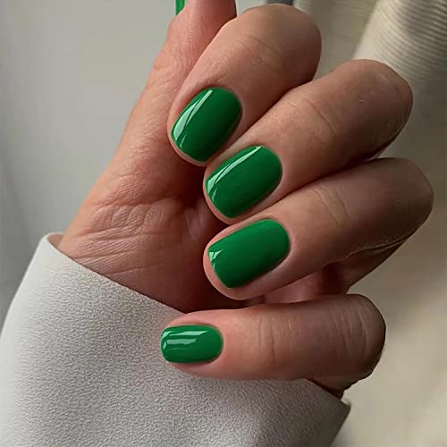 Extra Short Press na noktima zeleni lažni nokti kvadratni lažni nokti Squoval akrilni nokti umjetni sjajni dizajn nokti puni poklopac