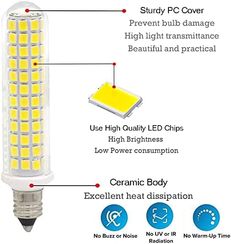 PIPIZHU E11 LED sijalica, E11 Mini kandelabra baza 100w zamjena halogene sijalice, Non-dimmble 1100lm AC110V-120v E11 sijalica za unutrašnje dekorativno osvjetljenje Bijela 6000k