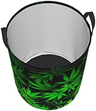 Yoigng Weed Marihuana List Kružna Korpa Prljava Torba Za Odeću Okrugla Jednoslojna Prljava Korpa Korpa Za Veš, Crna