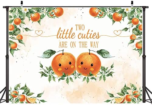Hilioens 5×3ft dva little Cuties pozadina Twins narandžasta Cuties Baby tuš pozadina za dekoracije stranke zeleni listovi dva mala