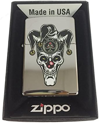 Zippo Custom upaljač - Skubalica Jester Scary Clown Joker Ace of Spades - High Polish Chrome