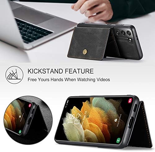 AdirMi torbica za novčanik Samsung Galaxy S21 FE, Premium PU Koža - 2 u 1 magnetna odvojiva Zadnja navlaka sa Bifold džepom za držač