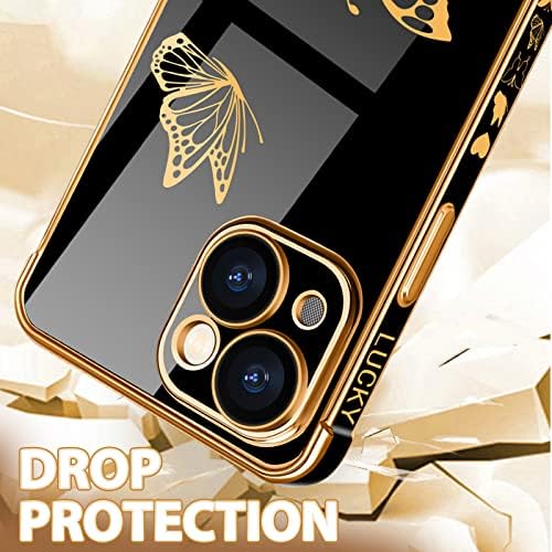 Petitian za iPhone 14 Plus, slatke žene djevojke Zlatne leptire dizajnirane za iPhone 14 plus telefonske kutije, poklopac telefona