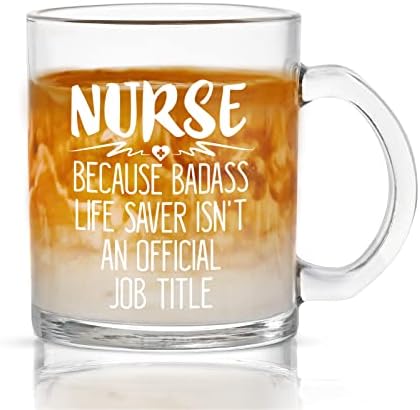 Dazlute Nurse pokloni, 11oz staklene šolje za kafu, medicinska sestra jer Badass Life Saver nije službeni naziv posla jasne šoljice
