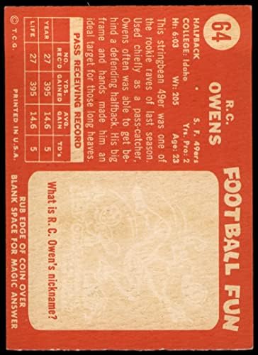 1958. gornje karte 64 R.C. Owens San Francisco 49ers Ex 49ers College of Idaho