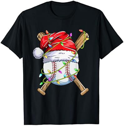Santa Sportski Dizajn Za Muškarce Dječake Božić Bejzbol Igrač T-Shirt