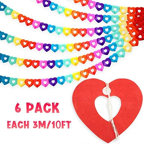 Outus 6 komada 60 stopa šareni Rainbow Heart Banner šareni papir za zabavu vijenac u obliku srca viseći ukrasi za rođendansku zabavu