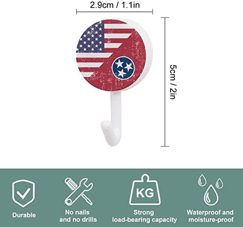 Amerika Tennessee Državna zastava Zidne kuke okrugle plastične kuke Izdržljive ljepljive kuke za kuhinju kupatilo 10 pakovanja