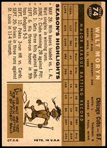 1960. topps 74 Walt moryn Chicago Cubs ex + mladunci