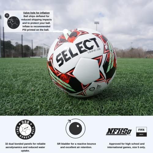 Odaberite Viking DB V22 Soccer Ball, 12-kuglica Team pack, bijela / crvena / zelena, veličine 5