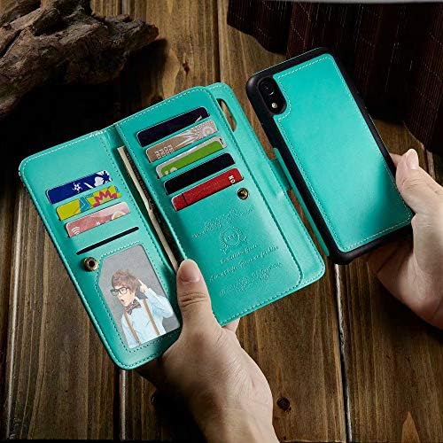 iPhone XR odvojiva torbica za novčanik,Hynice Flip trake uzorak kožna futrola sa 9 držača za kartice magnetna traka koja se može ukloniti