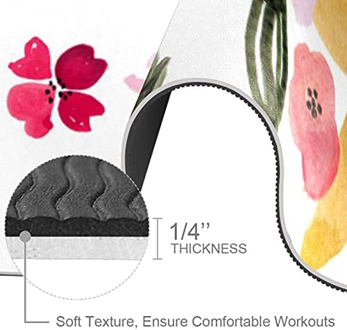 Akvarelni cvjetni uzorak Extra Thick Yoga Mat - ekološka neklizajuća Vježba & podloga za fitnes podloga za vježbanje za sve vrste joge, pilatesa i vježbi na podu 72x24in