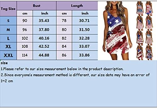 4. jula haljine za žene ljeto američka zastava Tank haljina sa džepovima elastični struk V-izrez Mini sarafan bez rukava