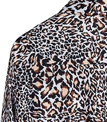 XXBR modni vrhovi za muškarce dugih rukava s dugim rukavima s majica majica sa labavim tunika majica Leopard Print Havajska majica