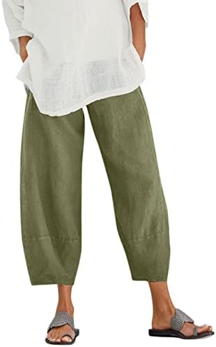 Mackneog casual lagane casual caprike plus veličine čvrste boje elastične posteljine labave pantalone usjeba labavi pamuk