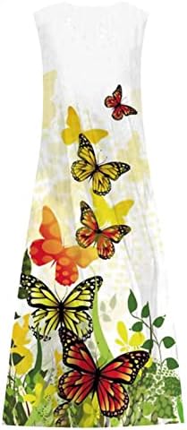Zpervoba boemijske ljetne haljine za ženske haljine za haljine maxi haljine sa džepovima casual leptir bez rukava cvjetni sandress