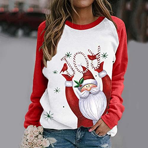 Ženska ružna božićna dukserica sa Xmas Elk tiskanom majicom Crewnck dugim rukavima, pulover za bluzu