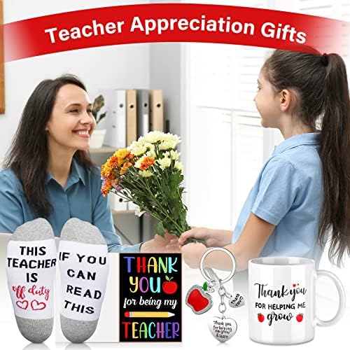 Jutom 4 Set 2023 pokloni nastavnika poklon za zahvalnost nastavnika za žene uključuje Hvala učitelj šolja za kafu ako možete pročitati